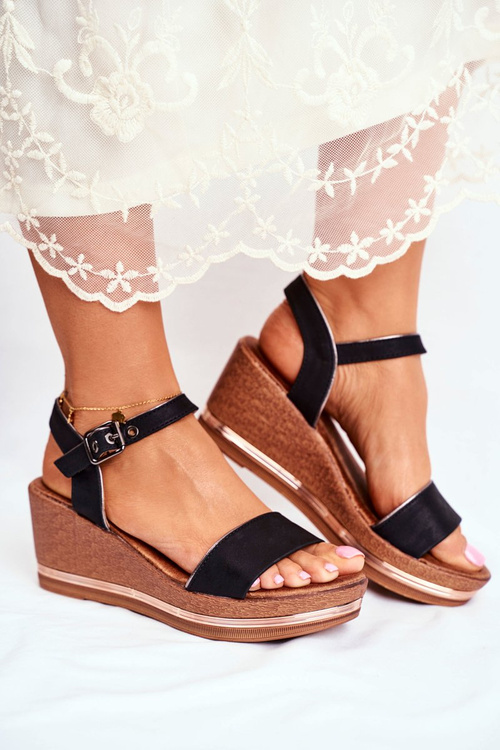 Dámské Sandály Na Klínu černé Monroe