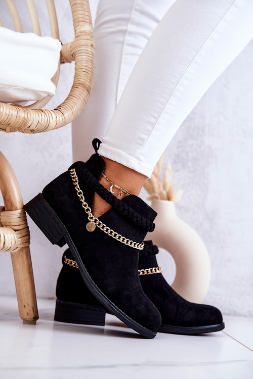 Semišové topánky s reťazou čierny talith