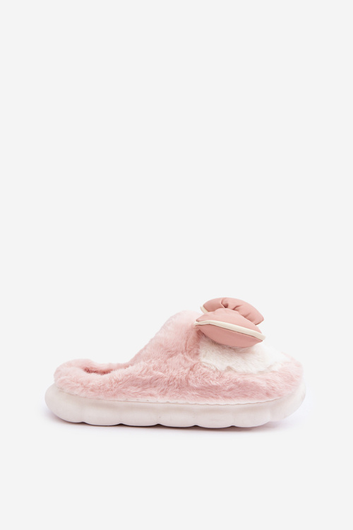 Fuzzy Pantofle S Mašlí Růžové Grilis