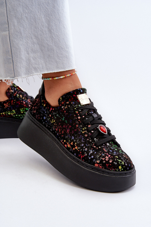 Kožené tenisky na platformě Maciejka 6191S-01 černé