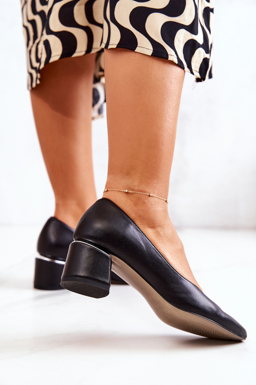 Kožené Lodičky Špička V Spitz Černe Marilyn