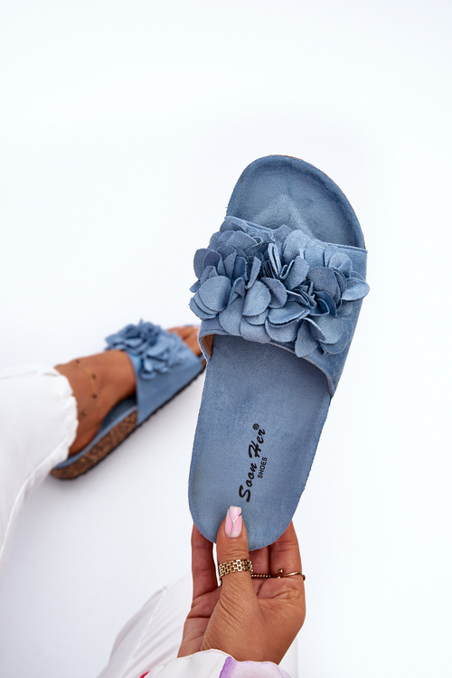 Dámske modré sandále na korkovej platforme z ekokože Jaihini