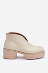 Kožené topánky na masívnej päte Nicole 2795/054 Svetelná béža