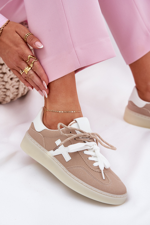 Nízke Dámske Športové Topánky Béžové Zelevelis