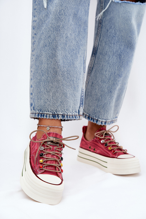 Dámské Tenisky Na Platformě Červené GOE RR2N4104