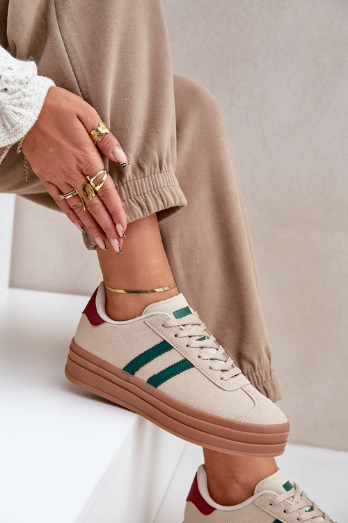 Dámské platformové tenisky v béžovo-zelené barvě Egelia