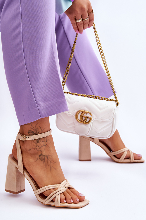 Klasické semišové sandály na podpatku Béžové Bernett