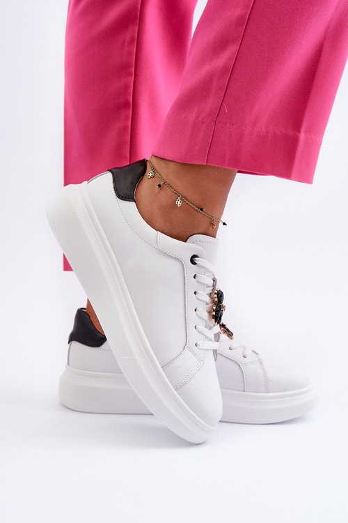 Dámske kožené tenisky s medveďom biela Mirven