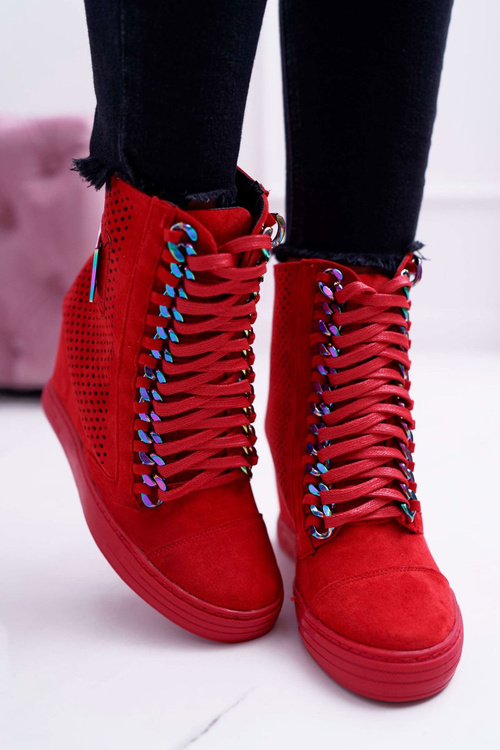 Dámská Obuv Sneakers Lu Boo Semišová Perforovaná červené Clamma