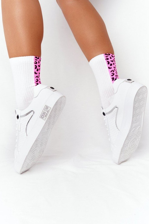 Dámské Kožené Tenisky BIG STAR HH274075 Bílé-Stříbrné