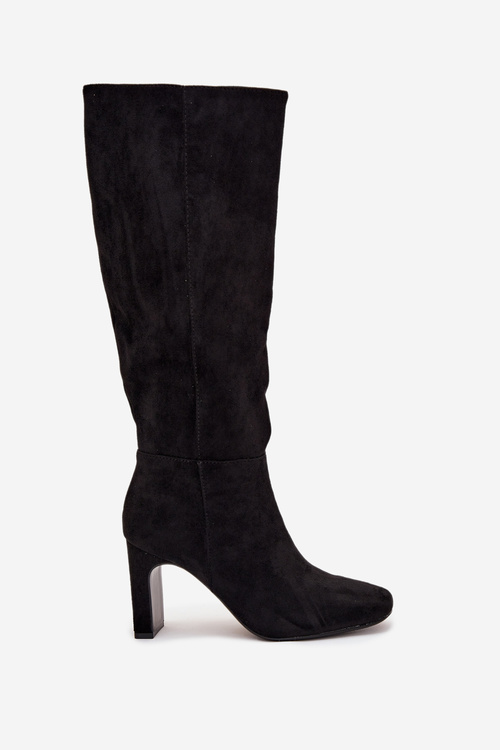 Dámske Čižmy Na Podpätku Zateplené Čierne Zamira