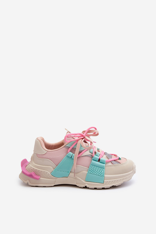 Dámské stylové sportovní boty s šněrováním růžovo-mátové Chillout!