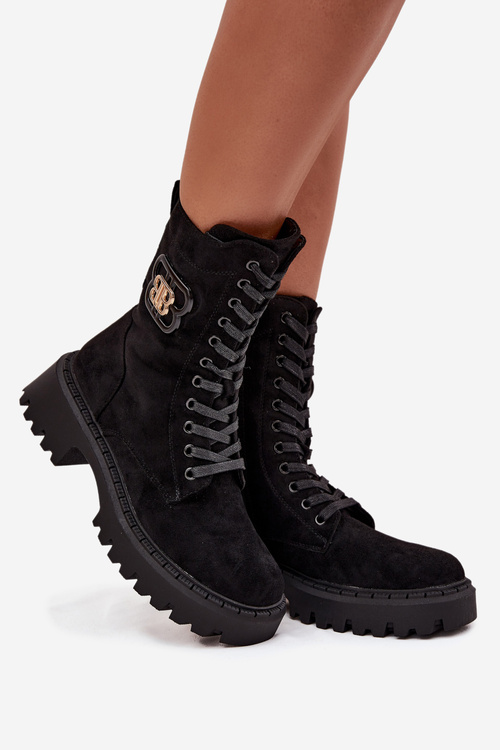 Dámské Workery s Ozdobným Prvkem Zateplené Černé Kalindra