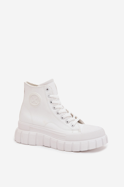 Zateplené Vysoké Tenisky Dámské Na Platformě Se Zipem Bílé Sarira