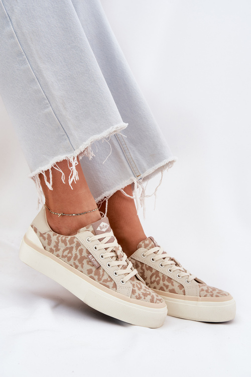 Nízké dámské tenisky s leopardím potiskem Lee Cooper LCW-25-02-3330L béžové