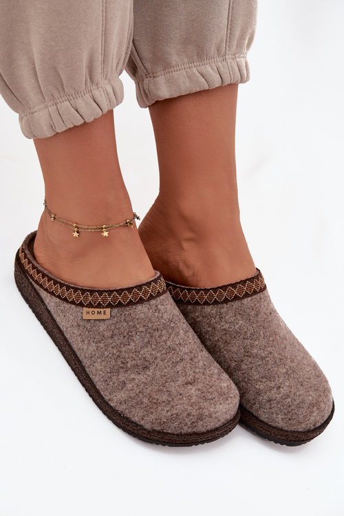 Dámske papuče s výšivkou Inblu NL000009 Tmavobéžová