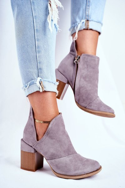 Dámske topánky na stĺpiku šedé strihané meliori