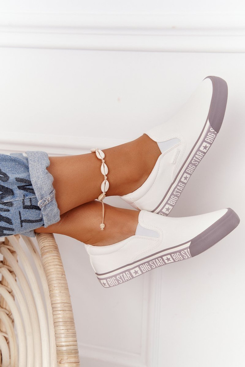 Dámske sklz-on veľké hviezdy HH274007 biele tenisky