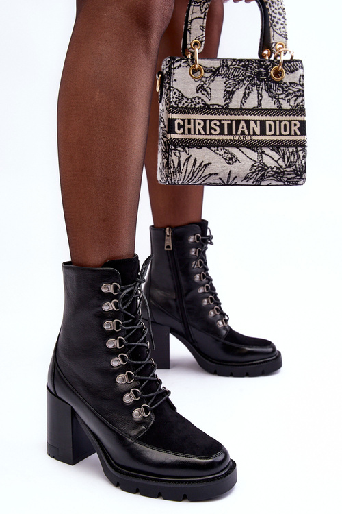 Masivní šněrovací botky na sloupu černé Lathia