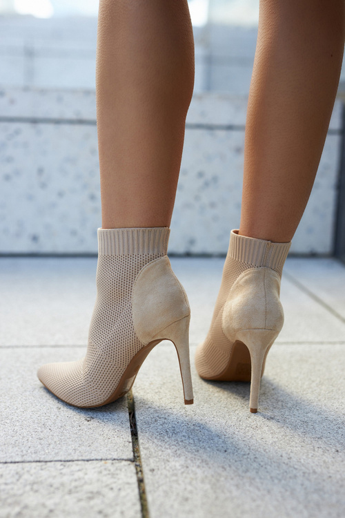 Dámské Kozačky S Ponožkou Na Vysokém Podpatku béžový Last Night