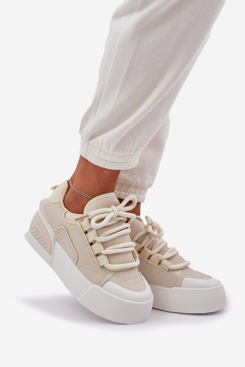 Dámské Tenisky S Tlustými Šňůrkami Na Platformě Béžové Laloma