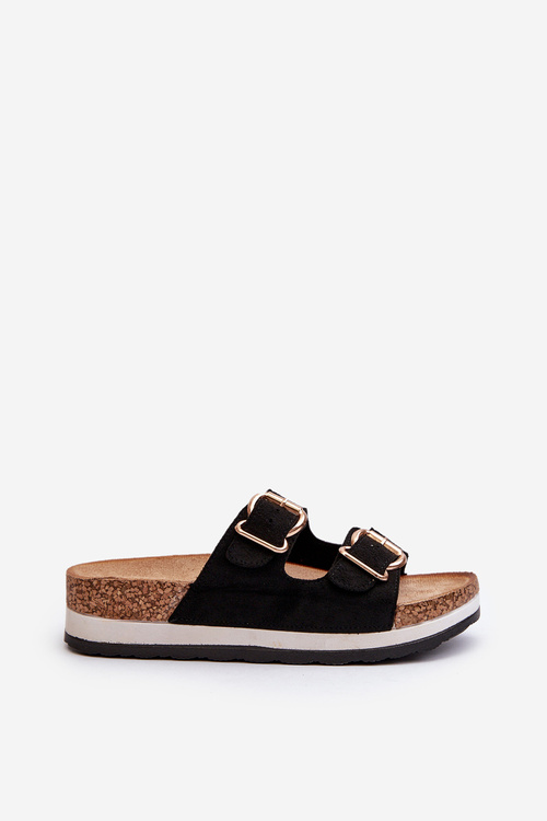 Dámske sandále na platforme s prepojkami z ekokože čierne Ursila