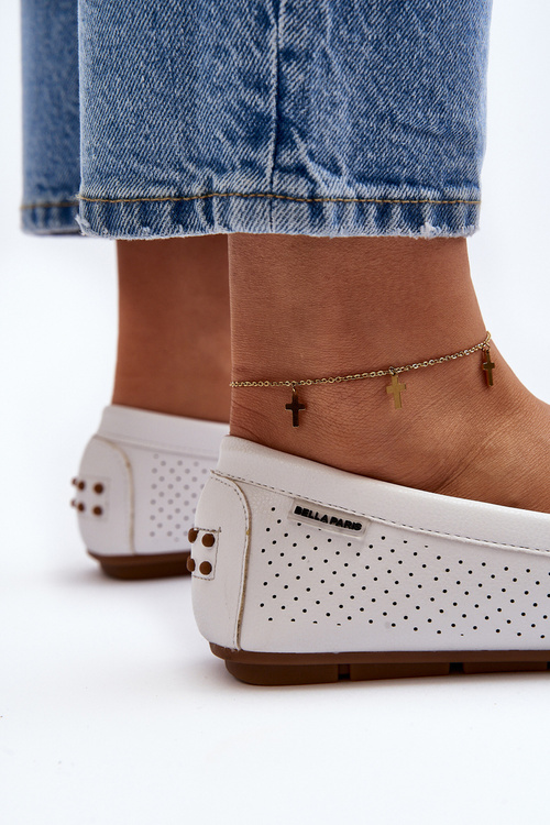 Dámské bílé mokasíny s vyřezávanými detaily Rasirna