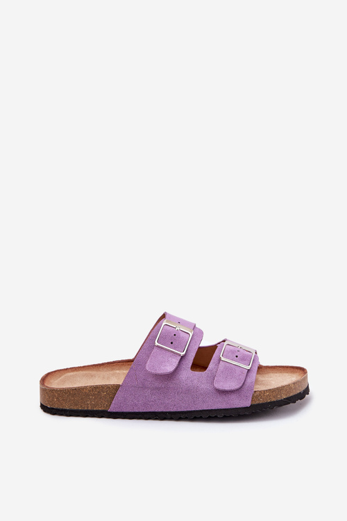 Dámske Sandały Na Korkovej Platforme S Prackami Fialové Evisolla