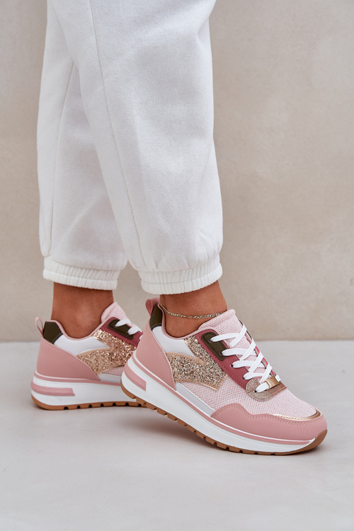 Lesklé Dámske Športové Topánky Ružové Leesema