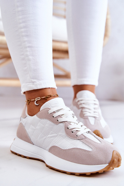 Klasická sportovní obuv vázaná bílá a béžová Patrice