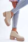 Kožené topánky na masívnej päte Nicole 2795/054 Svetelná béža