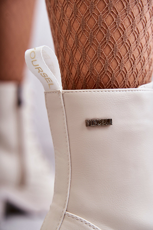 Dámské teplé kozačky na vysokém podpatku Světle béžová Grethe