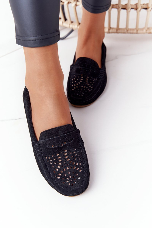Dámske otvorené diela Moccasins S. Barski Black