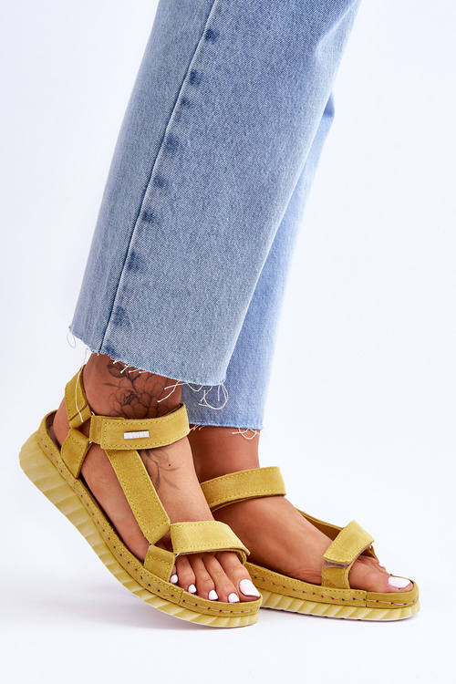 Big Star semišové sandály na suchý zip LL276013 Žlutá