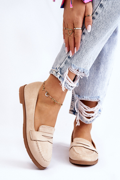 Pohodlné semišové dámské mokasíny béžová Lucca