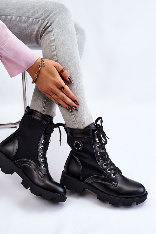 Dámské šněrovací boty Trapper s hřejivou černou Nomi