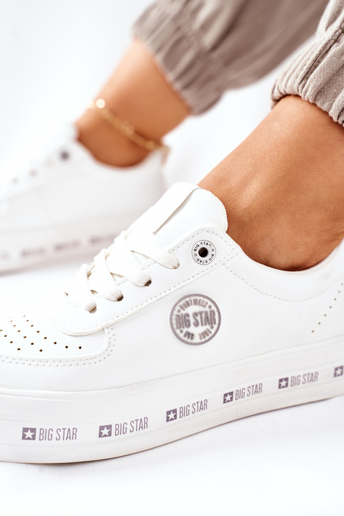Kožené Tenisky Na Platformě BIG STAR II274075 Bílé