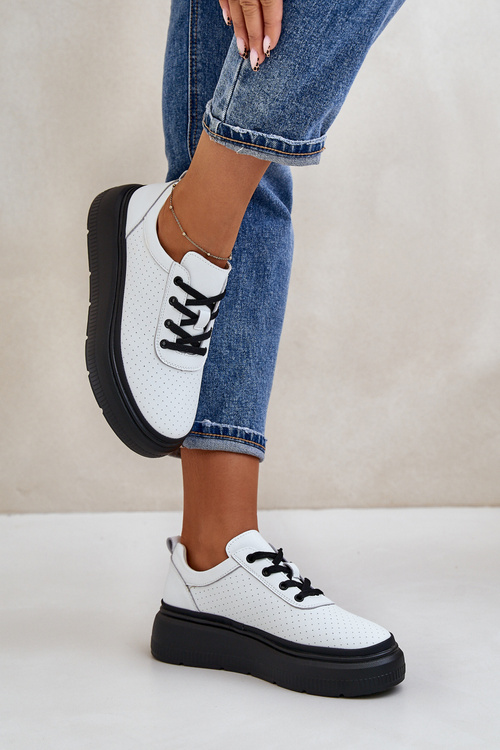 Dámske Športové Topánky Na Platforme Prírodná Koža Biely 41470 Vinceza