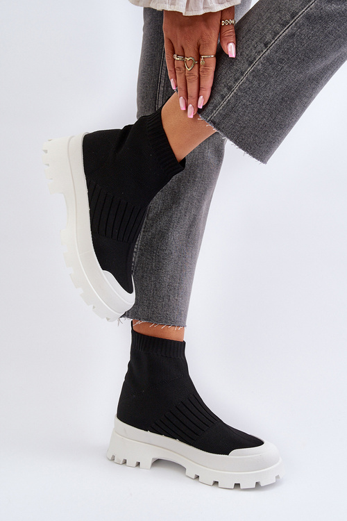 Dámske topánky s ponožkovitým zvrškom čiernej farby Fiename