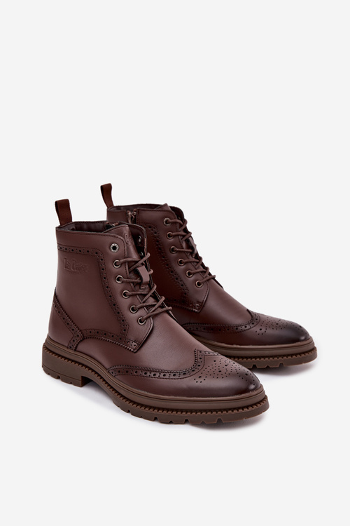 Kožené pánské boty Lee Cooper LCJ 25 33 3960 hnědé Botki Męskie