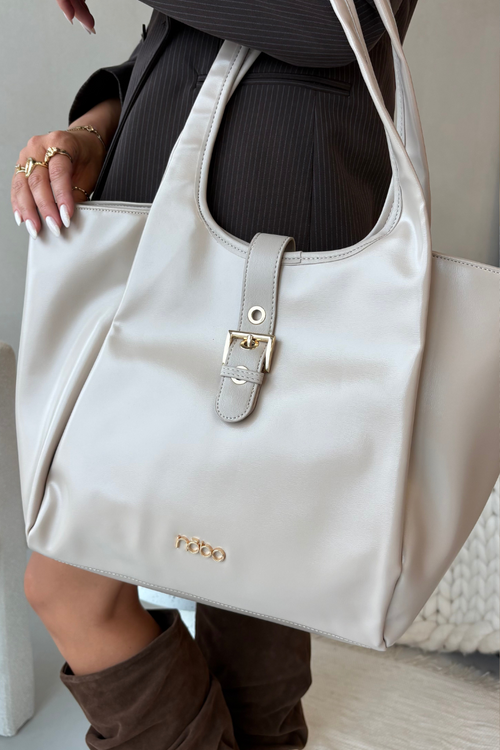 Taška shopper s přezkou NOBO BAG6010-015 světle béžová
