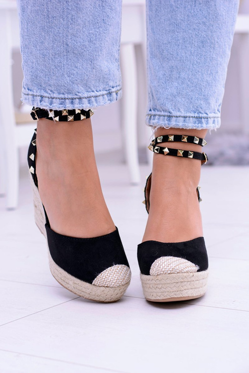 Dámske čierne sandále pre Espadrilles Aude