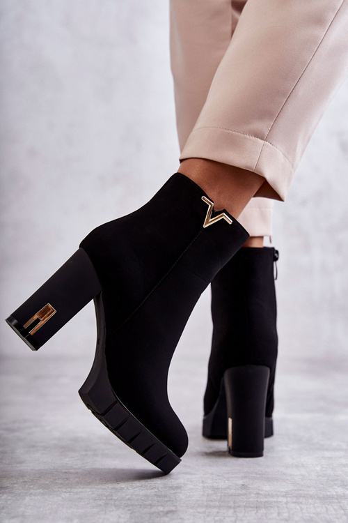 Vysoké podpätky žien s ornamentom Black Tero