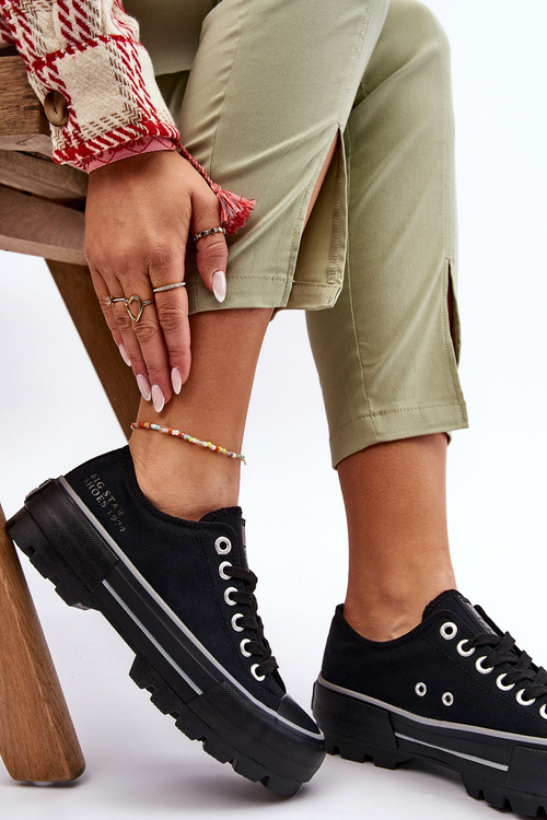 Materiálne tenisky na čiernej platforme Big Star LL274149