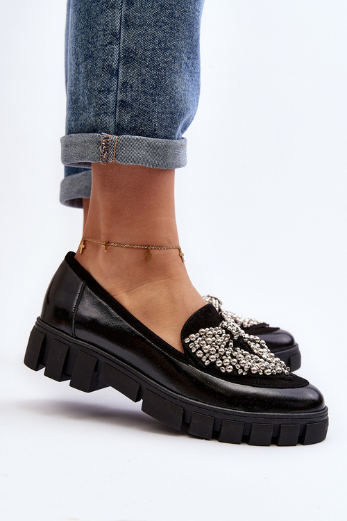 Lakové dámske mokasíny Laura Messi 2785 čierne