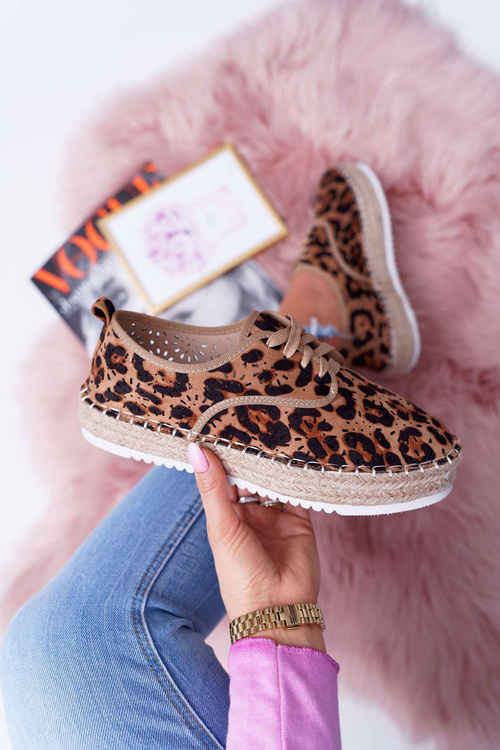 Dámské Espadrilky šněrovala Semišové Leopard MyShoes