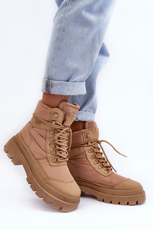 Dámske topánky Izolované topánky na plošine a ploché podpätky Big Star MM274340 Beige