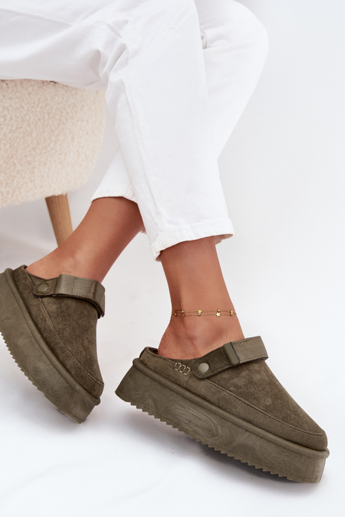 Dámske snehule na platforme s suchým zipsom tmavozelené Jorielle