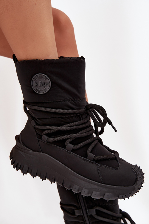 Kožené sněhule na platformě Lee Cooper LCJ-25-12-3660 Černé