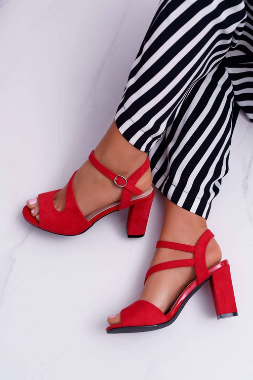 Dámské Sandály Na Podpatku Sergio Leone SK868 Semišové Červené Mersi